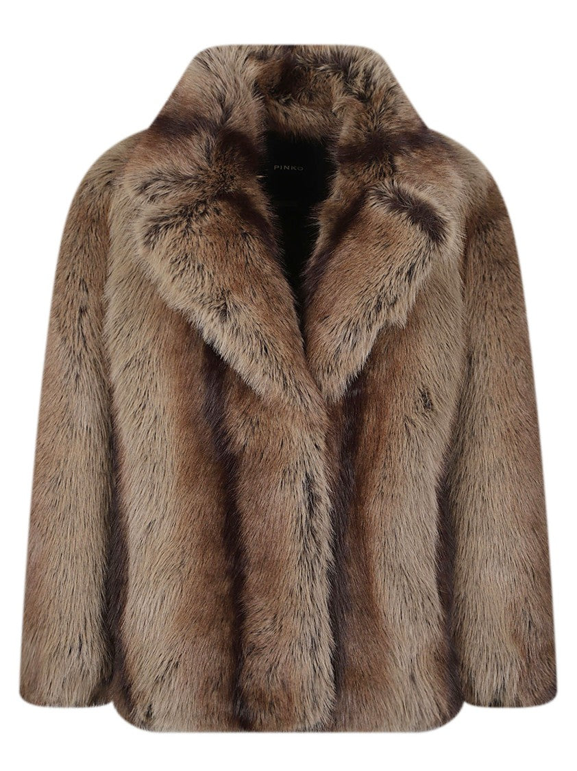 Pinko Caladenia Wide-Lapel Boxy Faux-Fur Caban