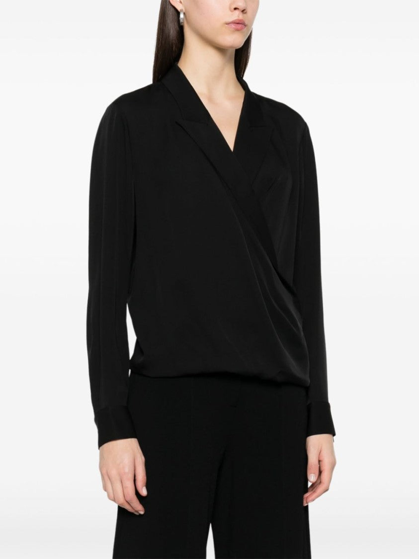 Theory Crossover Neckline Black Silk Shirt