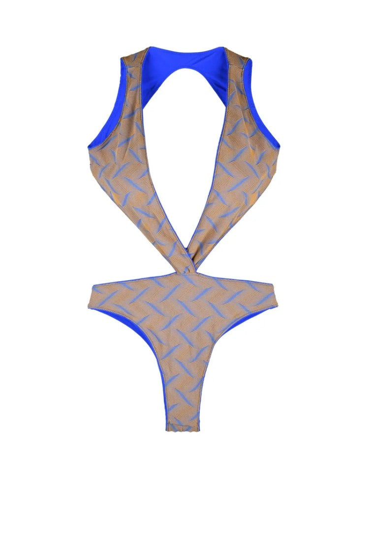 Sucrette Deep V Neckline One-Piece Swimsuit