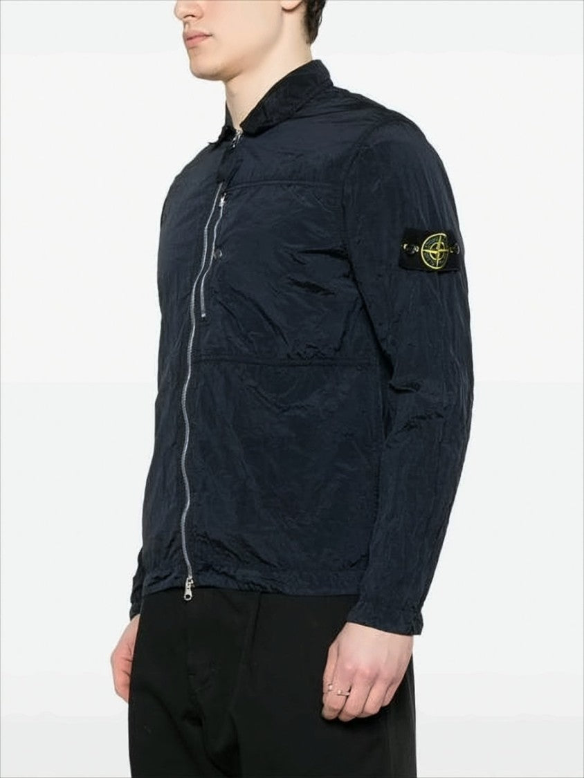 Stone Island Crinkled Texture Lightweight Black Jacket