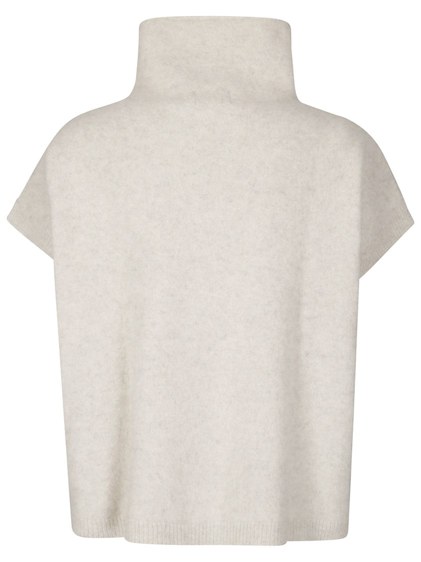 P.A.R.O.S.H. Short-Sleeve Wool Sweater With High Collar