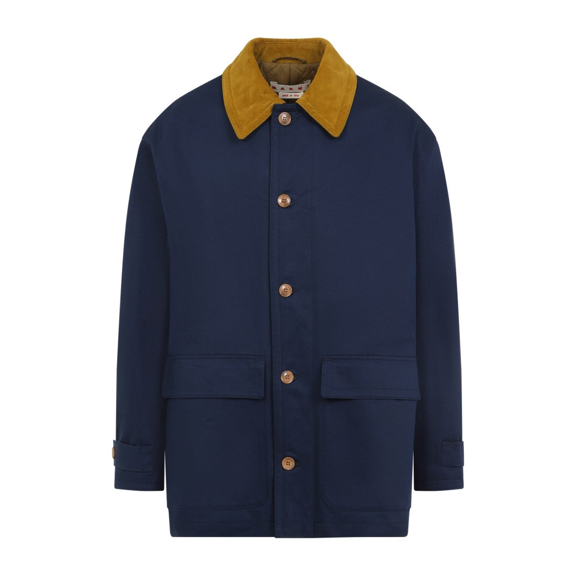 Marni Button-Up Blue Jacket With Contrasting Collar