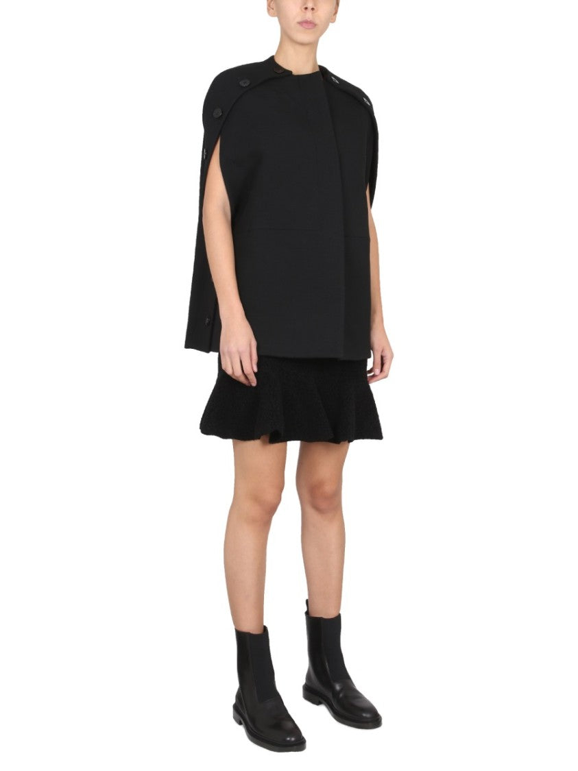 Jil Sander Structured Wool Cape With Round Neckline