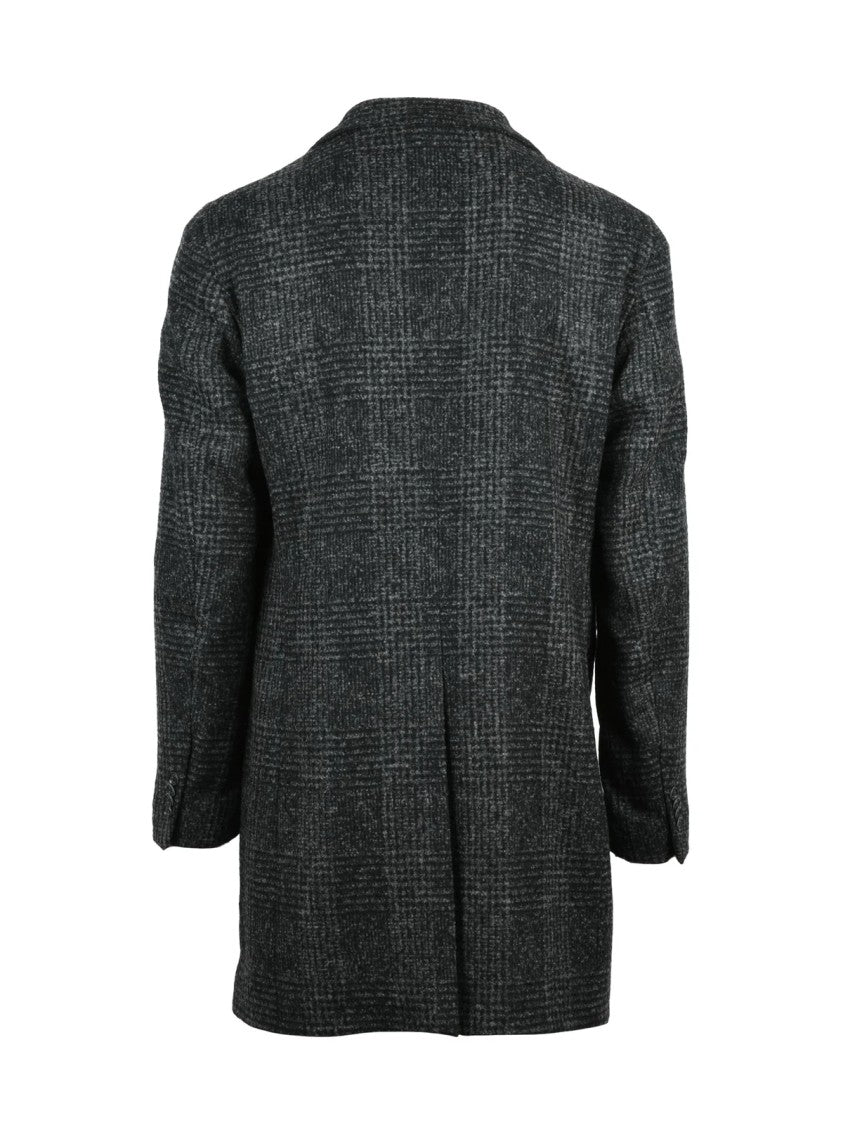 Luigi Bianchi Grey-Black Wool-Blend Coat