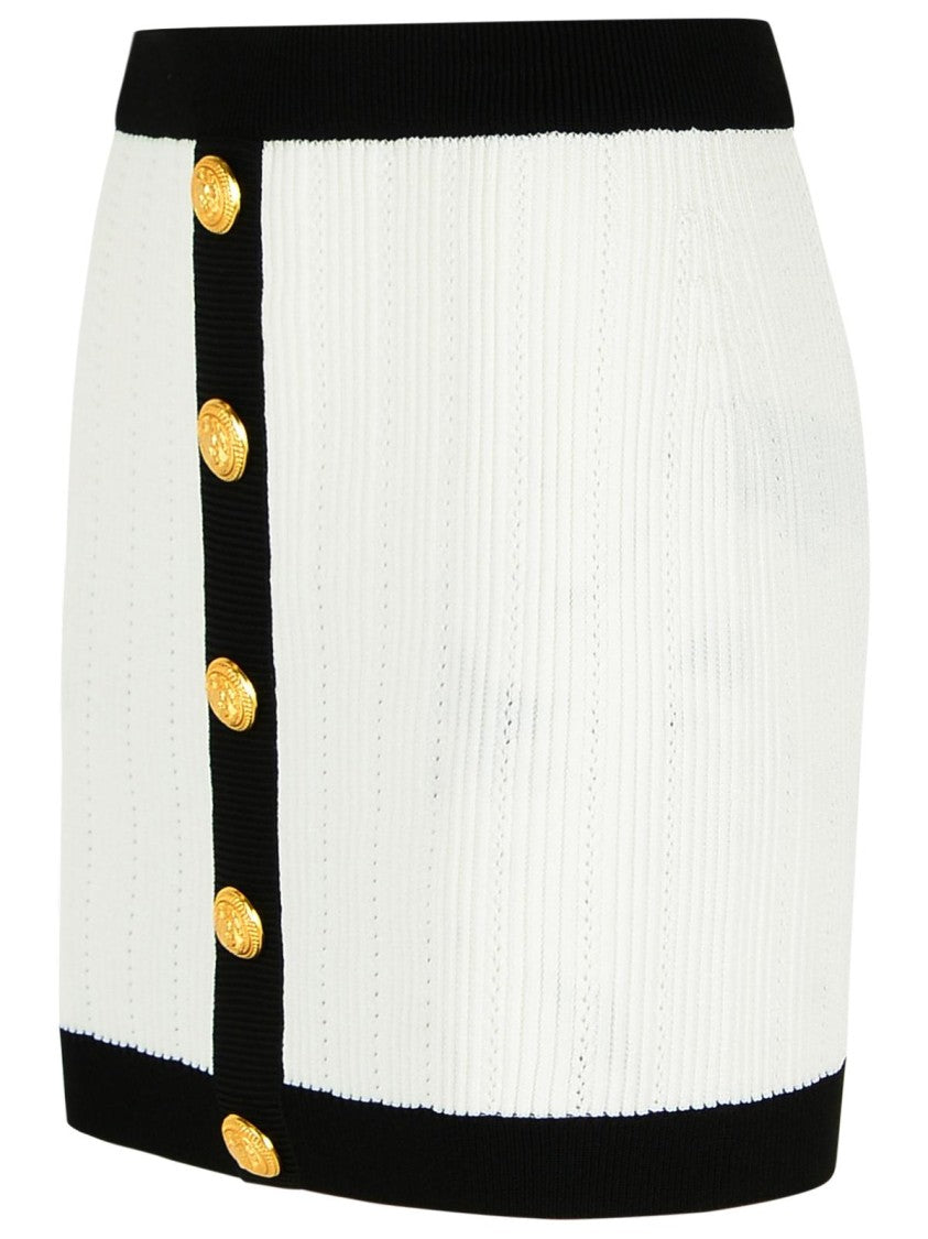 Balmain Mini Skirt In White Viscose Blend
