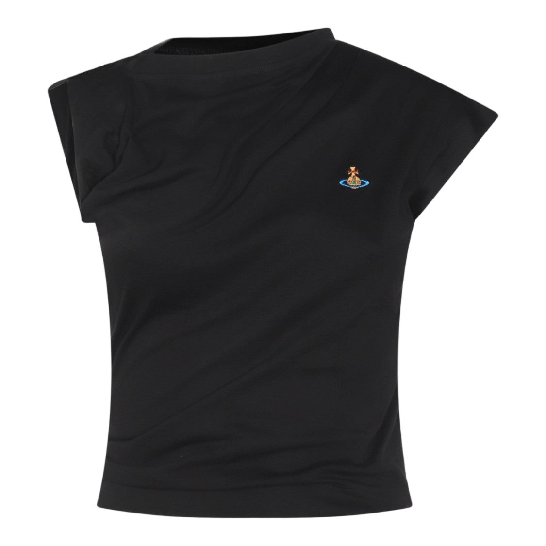 Vivienne Westwood Asymmetrical Black Top With High Neckline