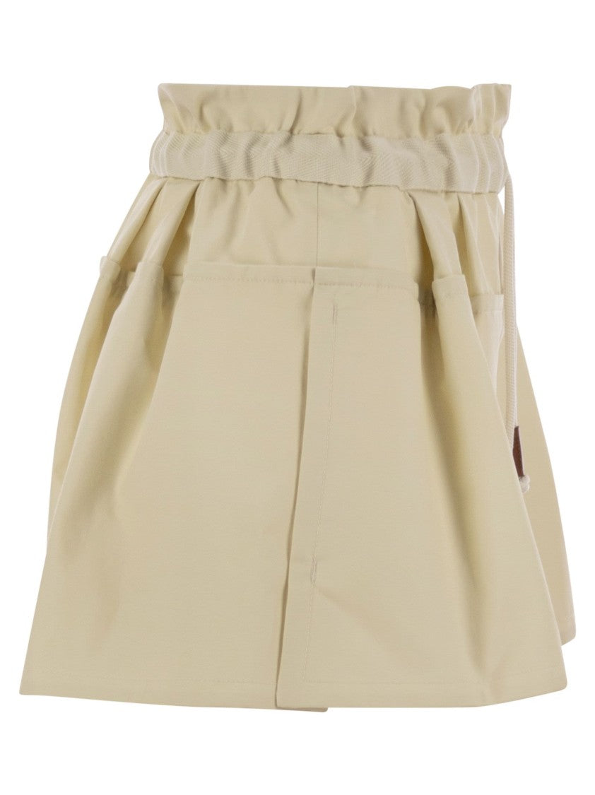 Moncler Flared Twill Shorts With Cotton Waistband