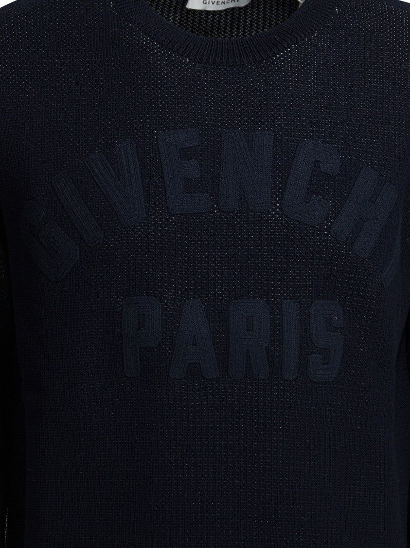 Givenchy Embroidered Logo Black Sweater With Ribbed Details