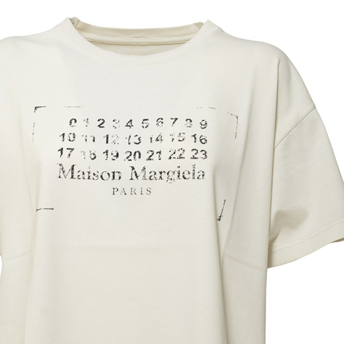 Maison Margiela Cream Cotton T-Shirt With Printed Logo