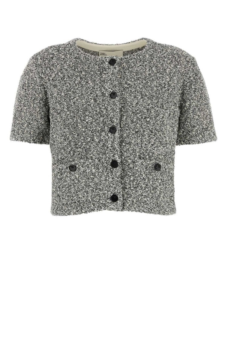 Tory Burch Two-Tone Stretch Tweed Cardigan