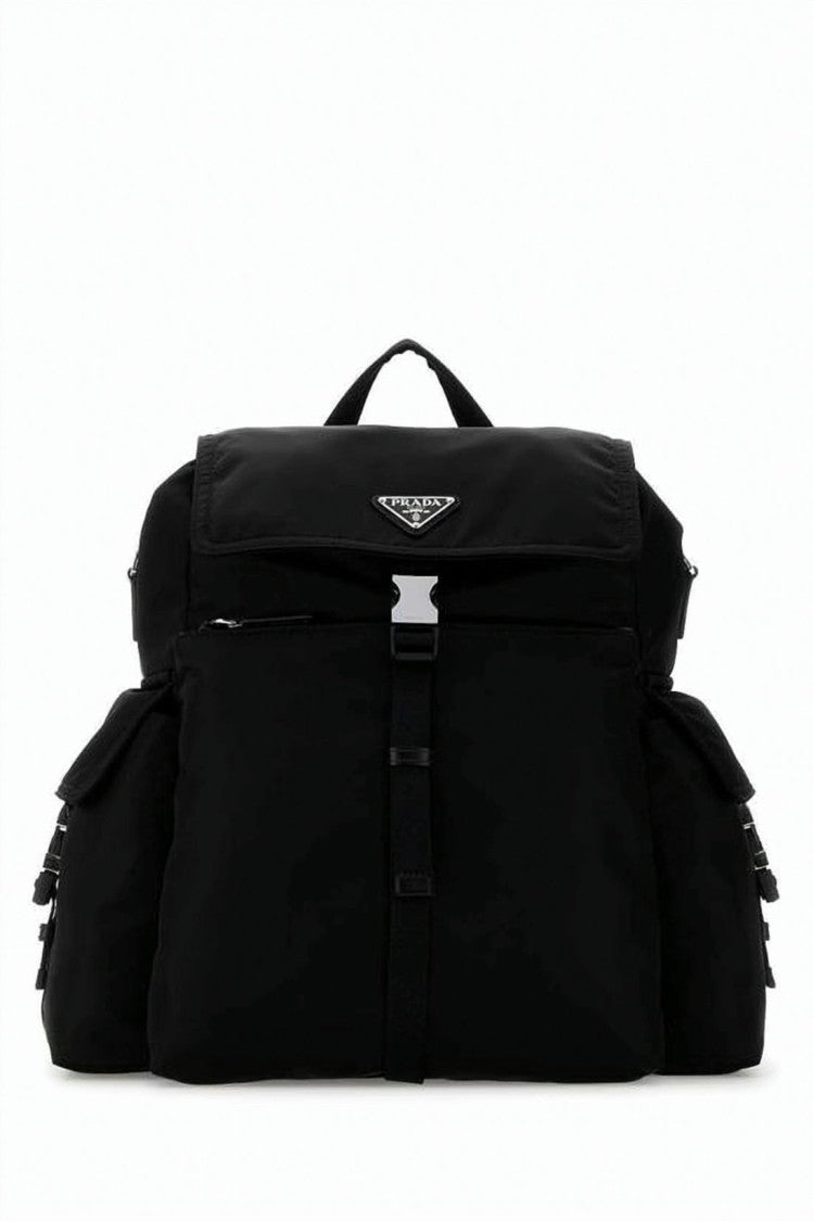 Prada Structured Black Backpack With Leather Accents