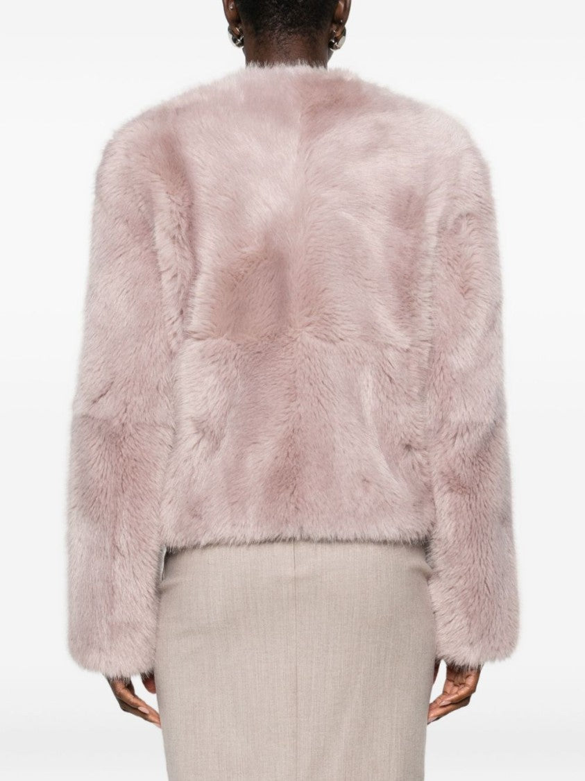 Stand Studio Cropped Faux Fur Jacket With Boxy Silhouette