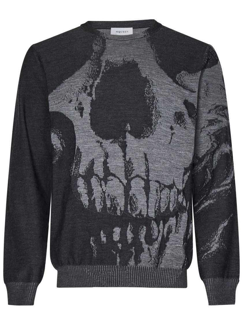 Alexander Mcqueen Skull Intarsia Wool Melange Crewneck Sweater