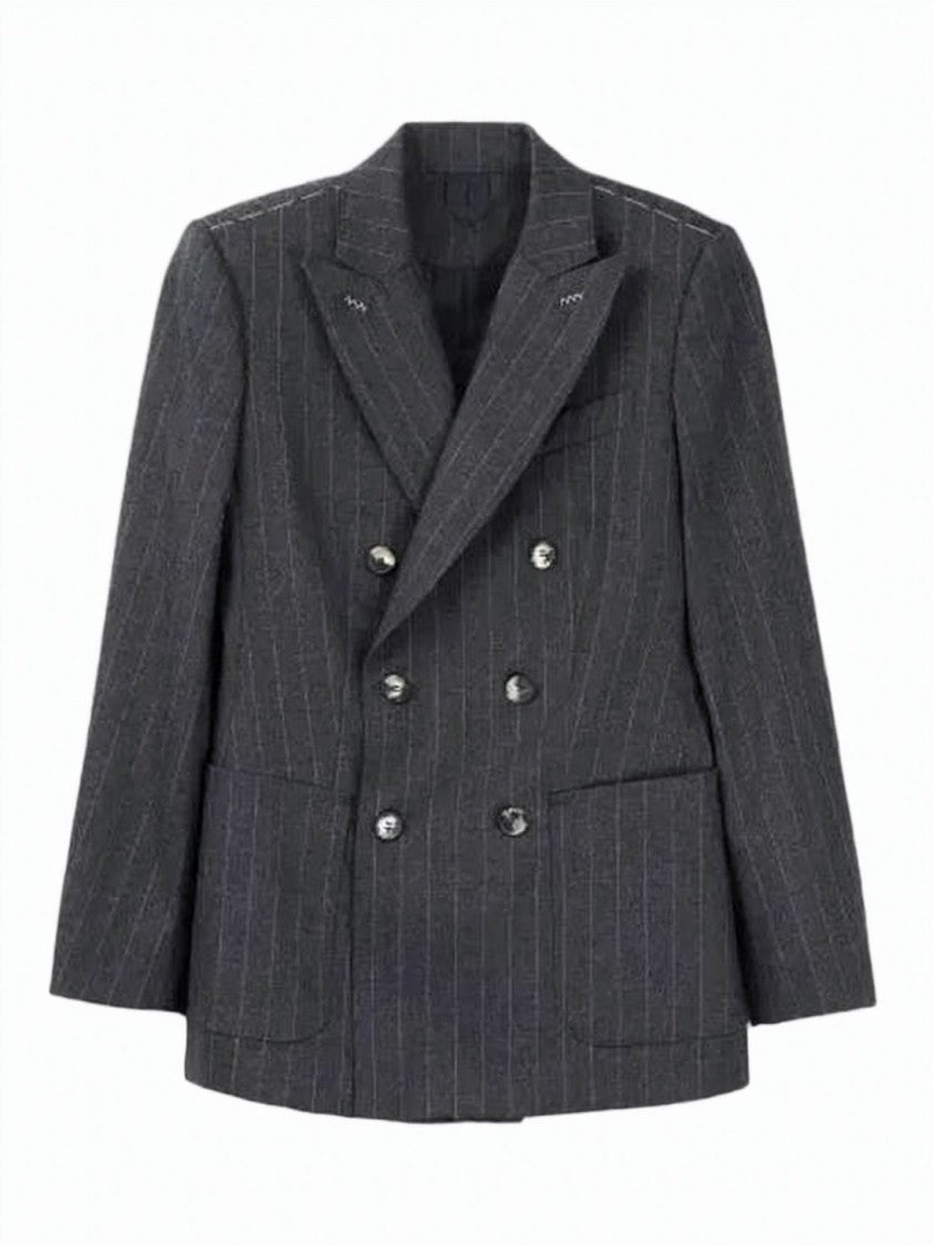 Max Mara Double-Breasted Suit Jacket With Pinstripes