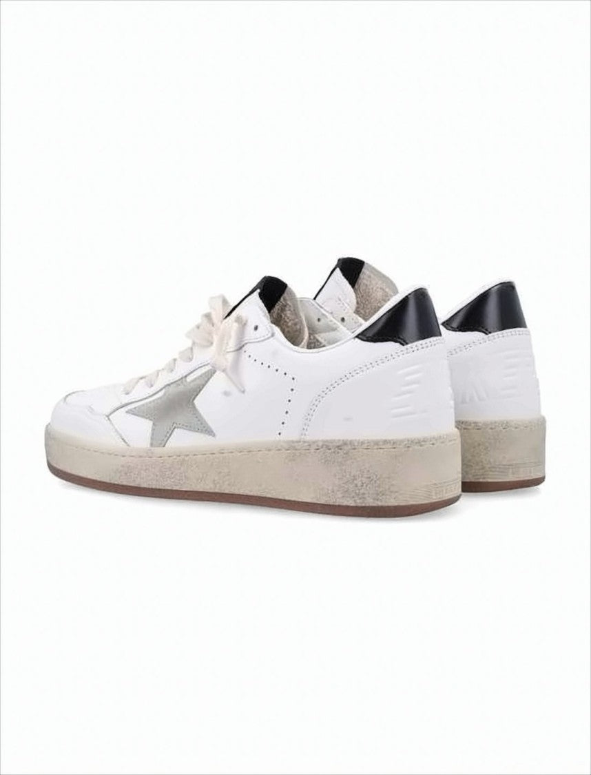 Golden Goose Distressed White Low-Top Sneakers With Signature Star