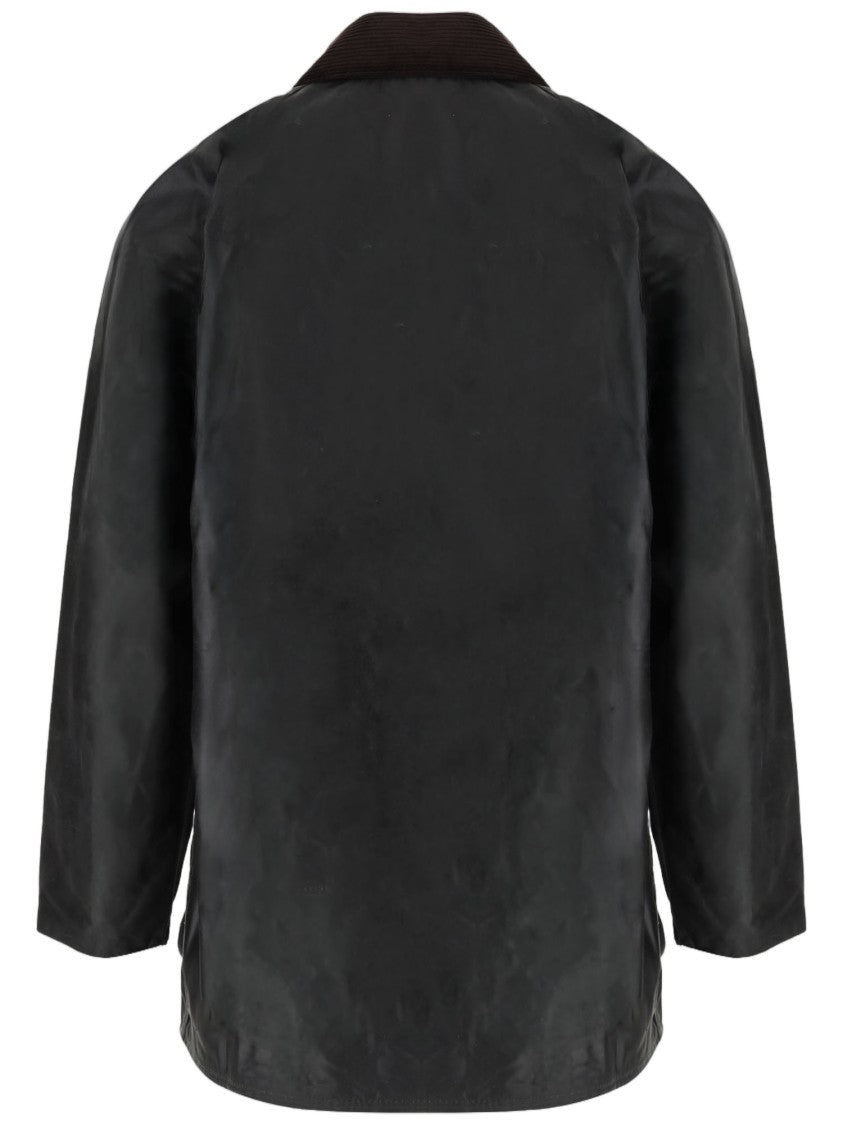 Barbour Dark Green Waxed Cotton Velvet Collar Coat
