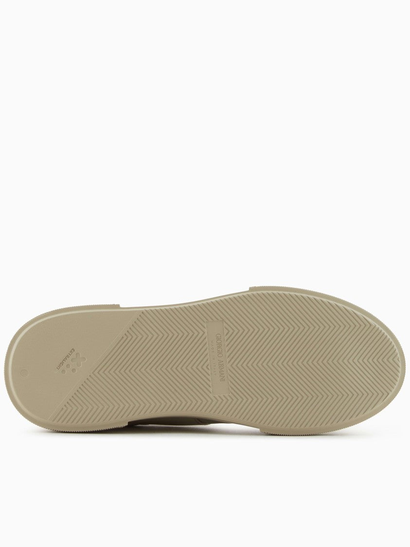 Giorgio Armani Minimalist Smooth Leather Ga Logo Sneakers