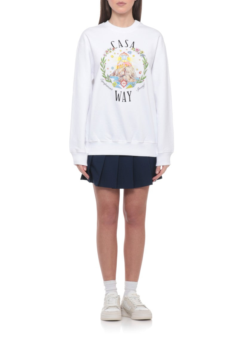 Casablanca White Casa Way Mountain Cotton Sweatshirt