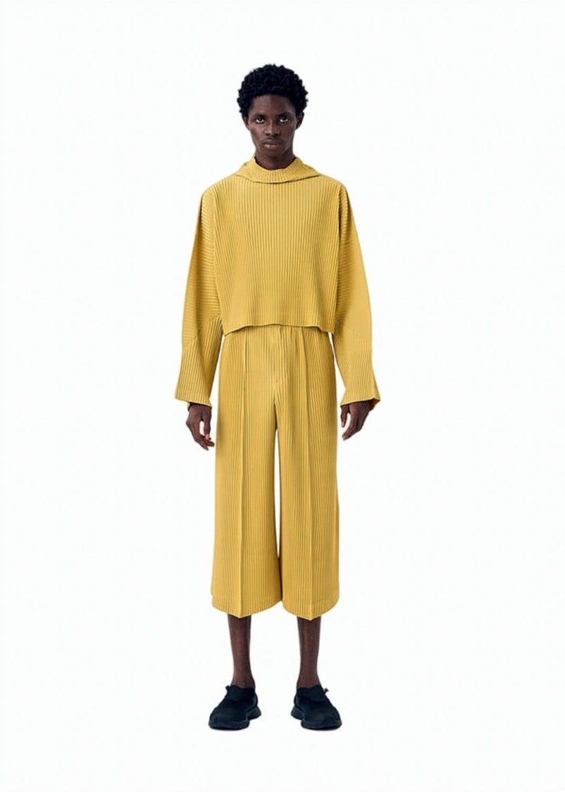 Homme Plissé Issey Miyake Wide-Leg Cropped Trousers With Pleated Texture