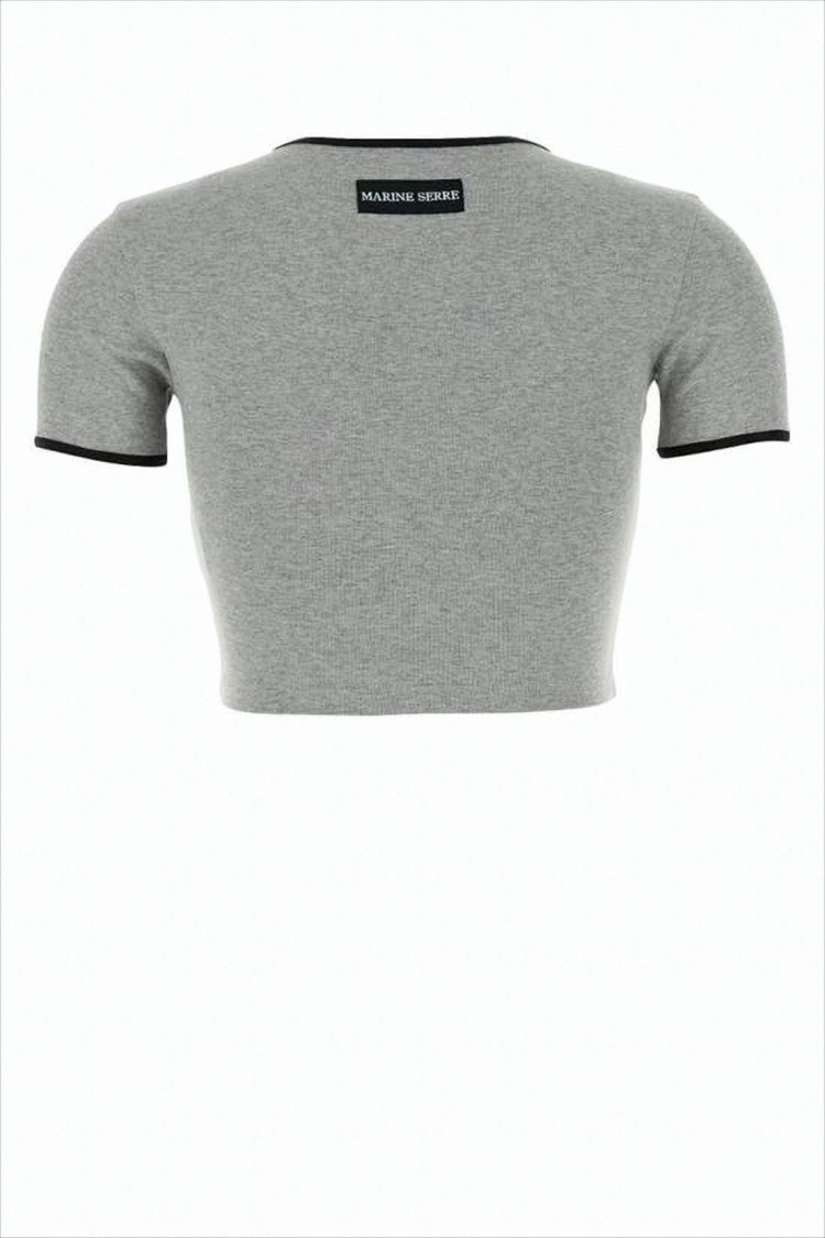 Marine Serre Ribbed Crop Top With Contrasting Edging