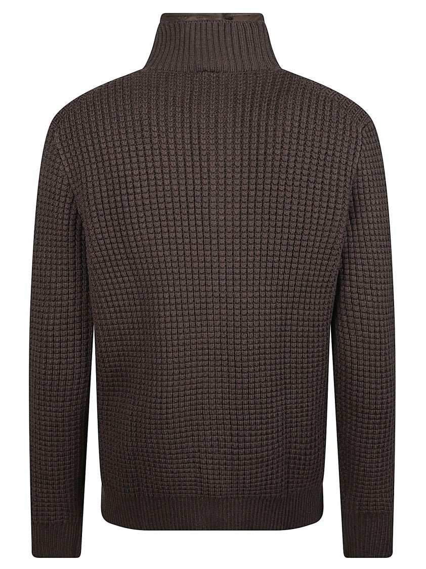 Fay 3 In 1 High Collar Toggle Virgin Wool Cardigan