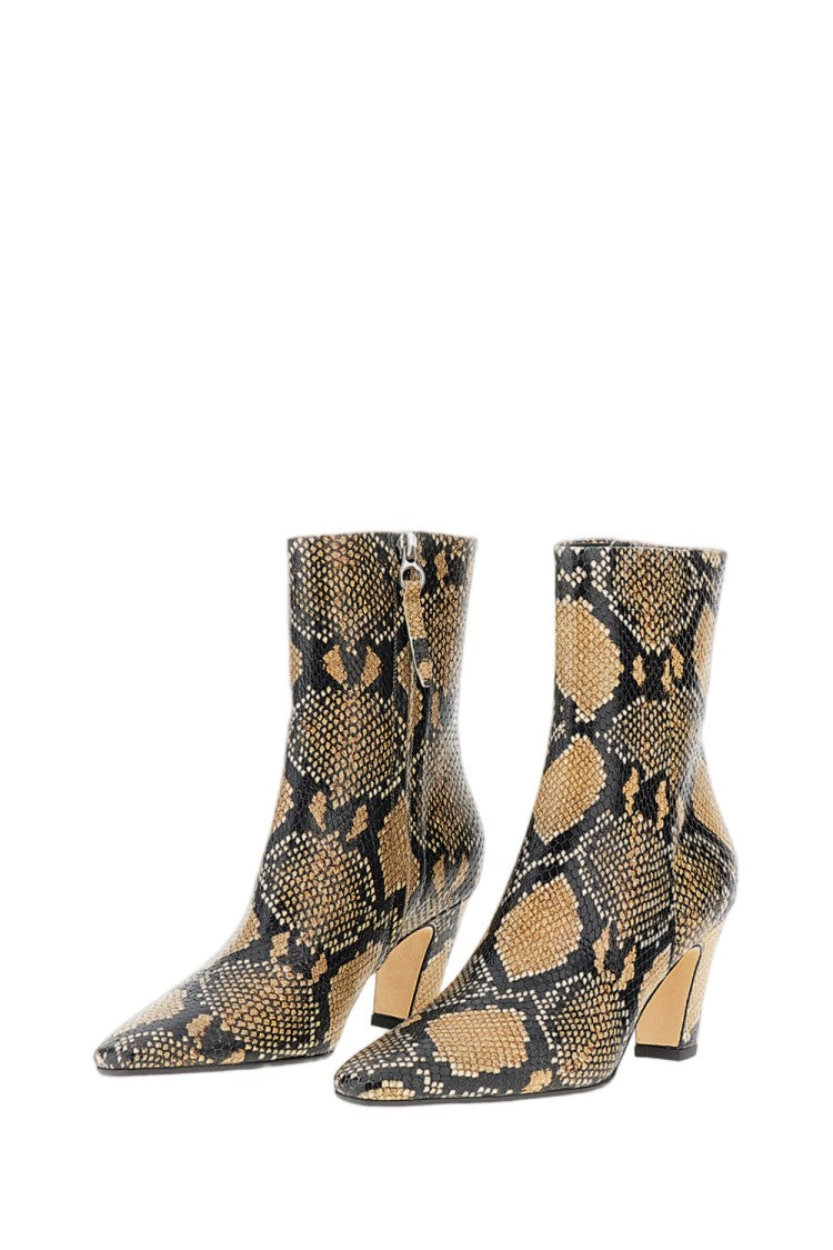 Aeydē Snakeskin-Print Leather Ankle Boots