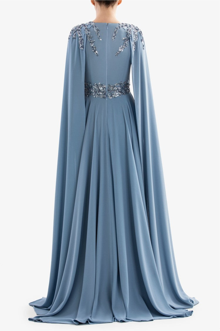 Saiid Kobeisy Crepe Dress With Cape