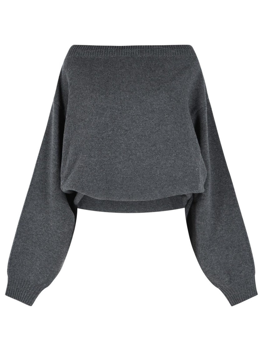 Mm6 By Maison Margiela Grey Wool Blend Knit Top