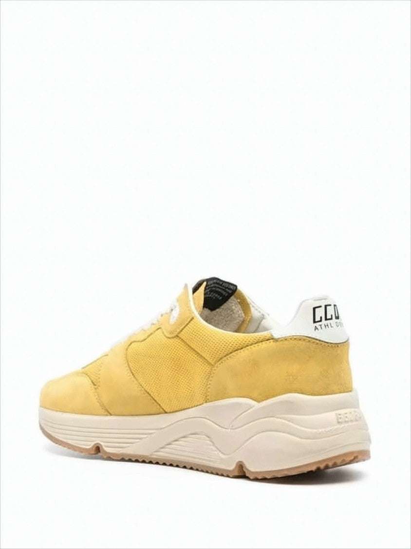 Golden Goose Yellow Suede And Mesh Sneakers