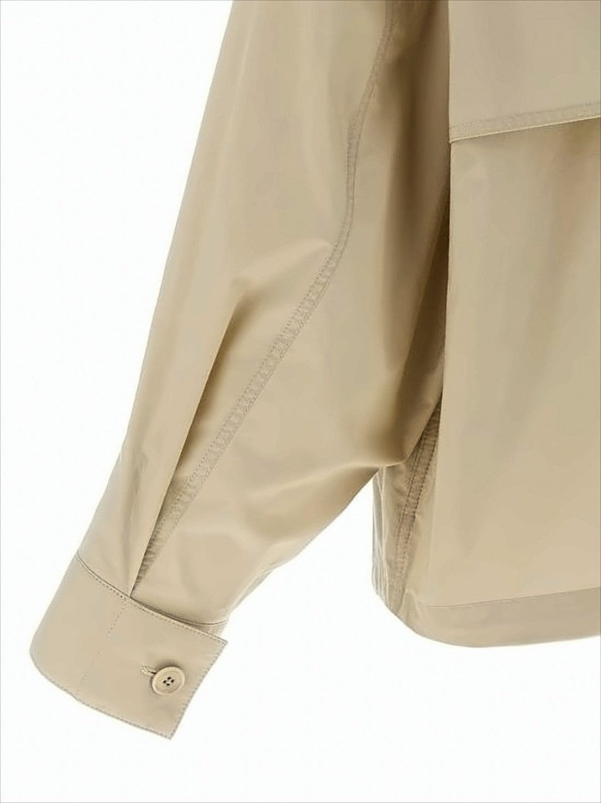Lemaire Cropped Double-Breasted Boxy Jacket In Neutral Beige