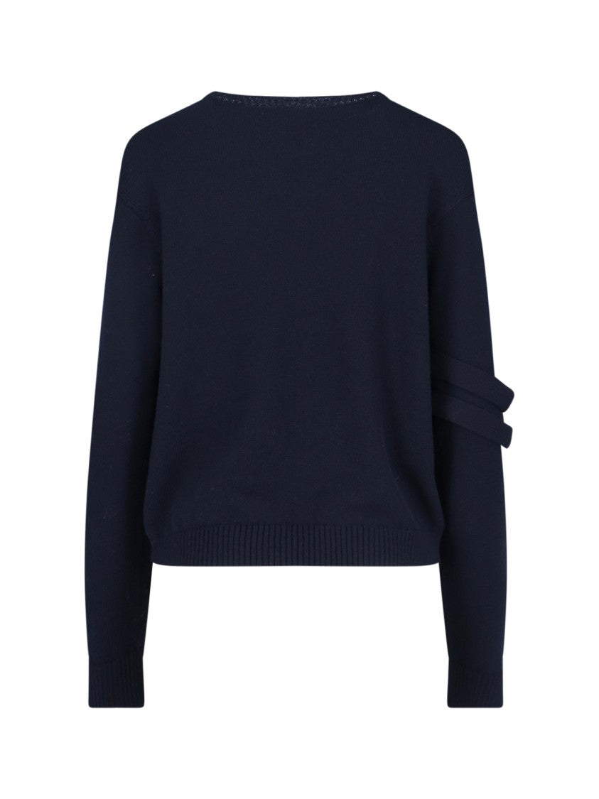 Sibel Saral Double Strap Detail Sweater With Cropped Fit And Ribbed Cuffs