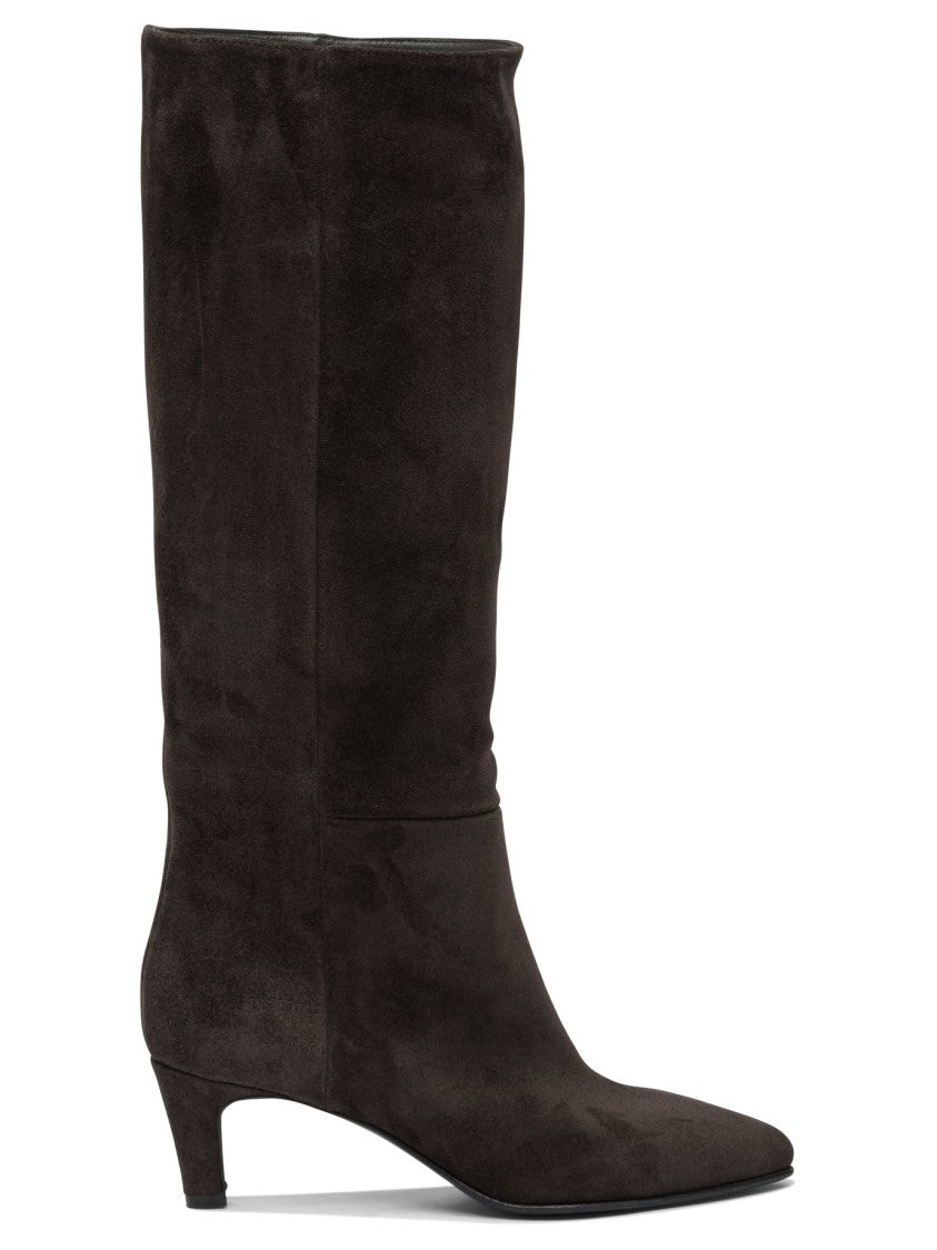 Strategia Knee-High Brown Suede Boots With Pointed Toe