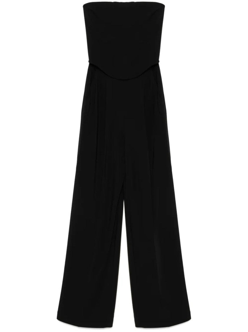 Pinko Black Strapless Jumpsuit With Wide-Leg Trousers