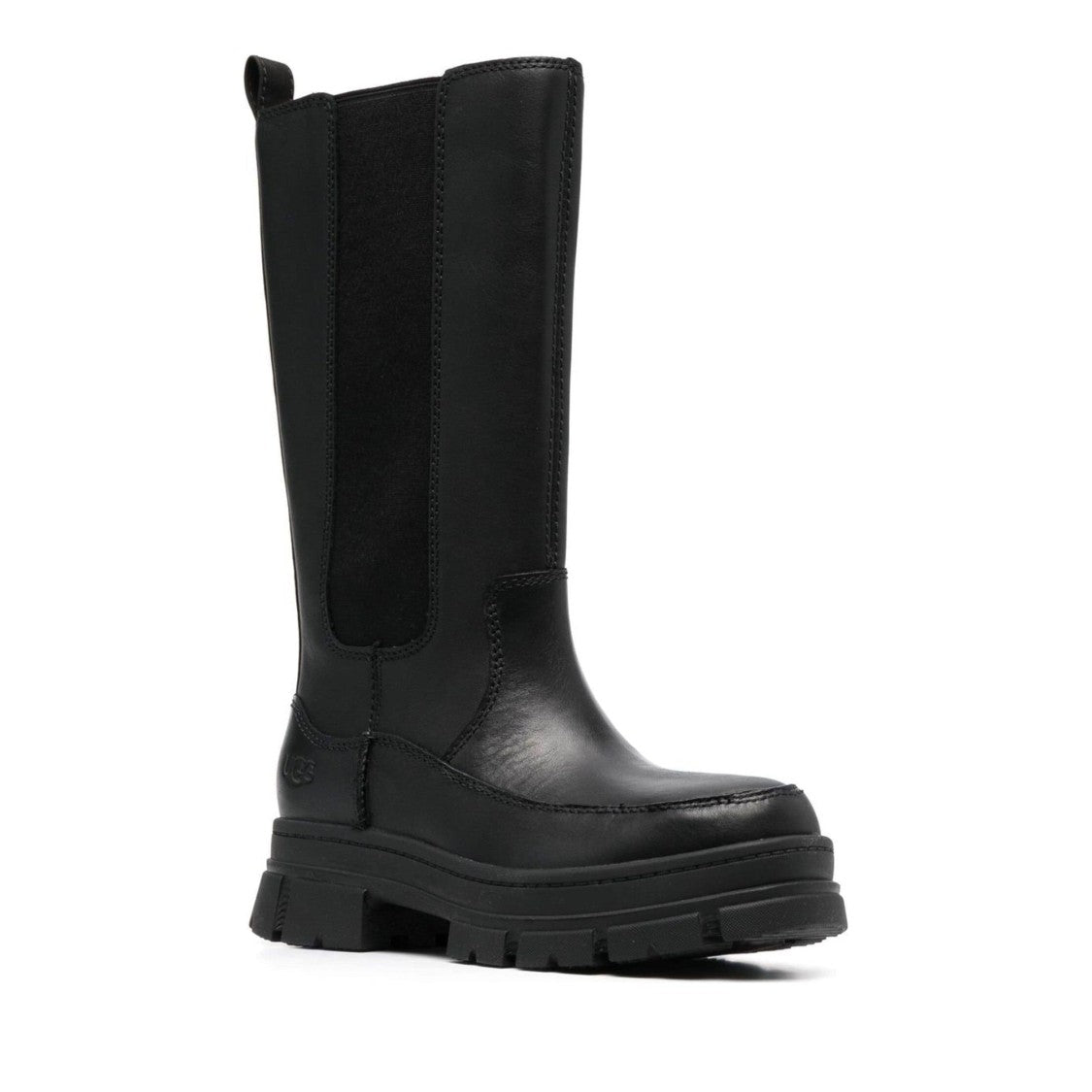 Ugg Ashton High Black Tall Elastic Side Panel Leather Chelsea Boots