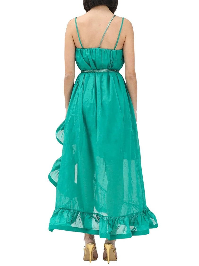 Simona Corsellini Green Cotton Gauzed Long Dress
