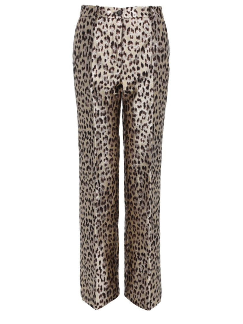 P.A.R.O.S.H. Bold Animal Print High-Waisted Pants With Metallic Sheen