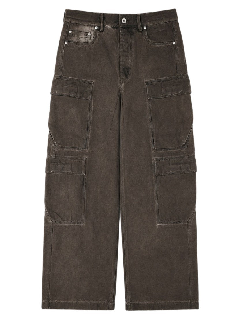 Drkshdw By Rick Owens Wide-Leg Flap Pockets Denim Cargo Jeans