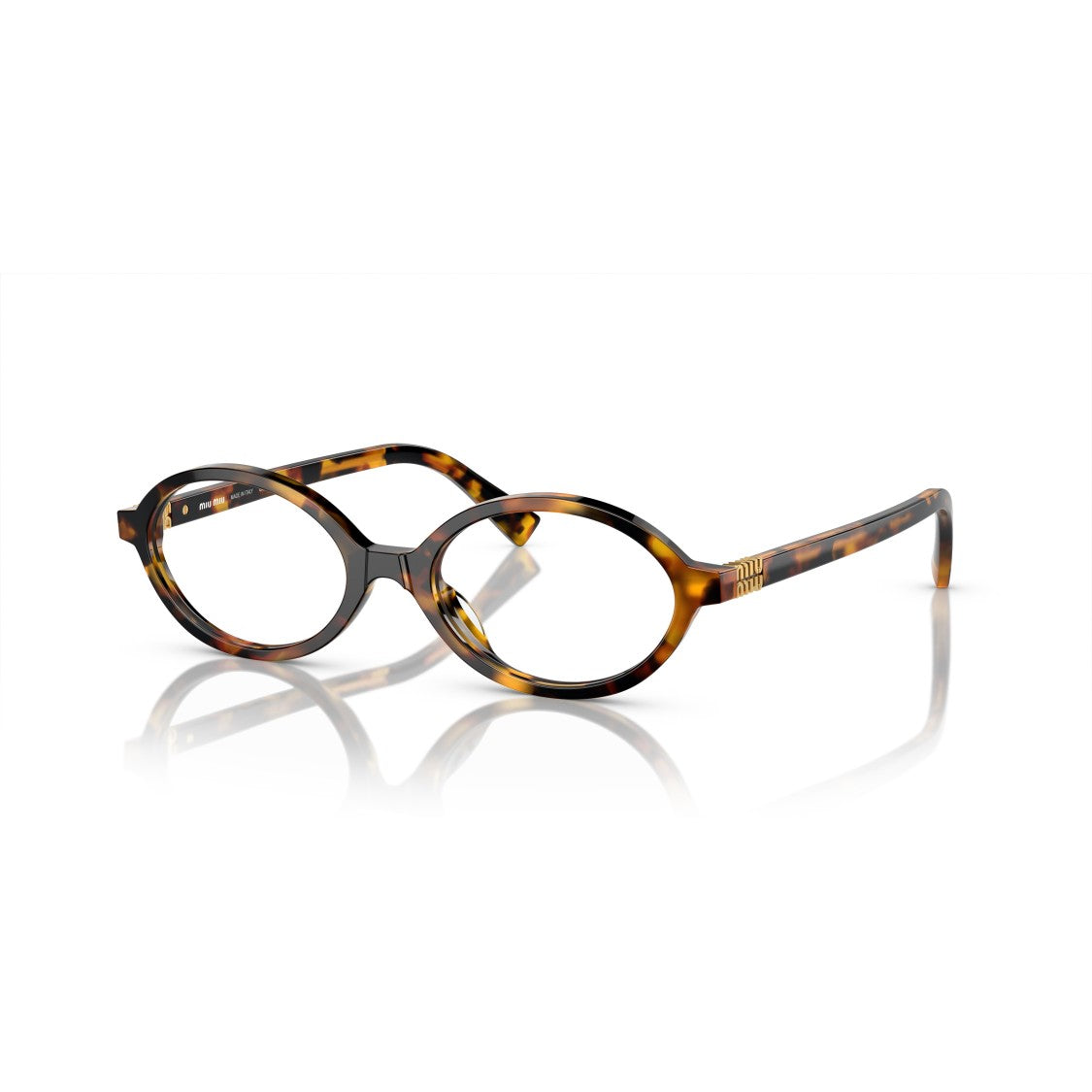 Miu Miu 0Mu 01Xv Tortoiseshell Oval Sunglasses With Glossy Acetate Finish