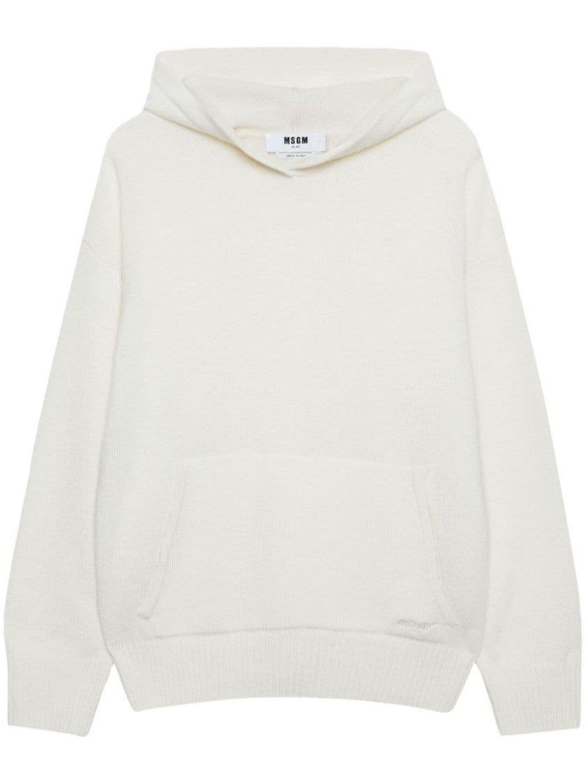 Msgm Oversized Wool-Cashmere Sweater With Hood
