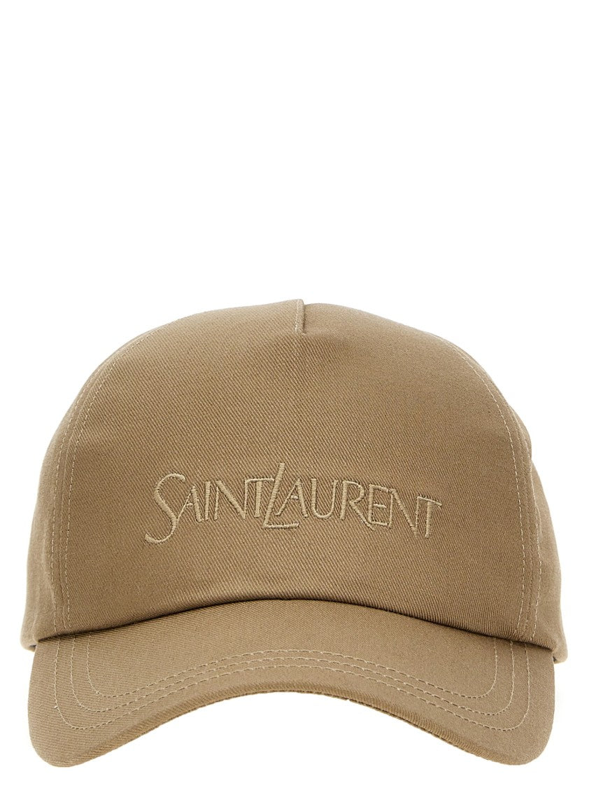 Saint Laurent Brown Cotton Baseball Cap