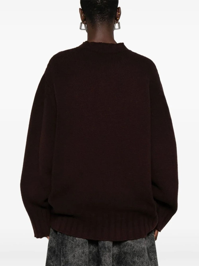 The Attico Oversized Asymmetrical Hem Sweater With Ribbed Details