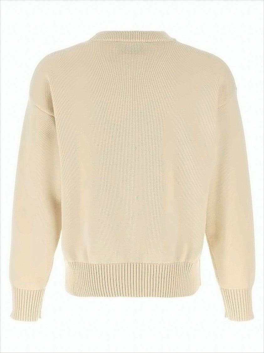 Ami Paris Knit Sweater With Ribbed Cuffs
