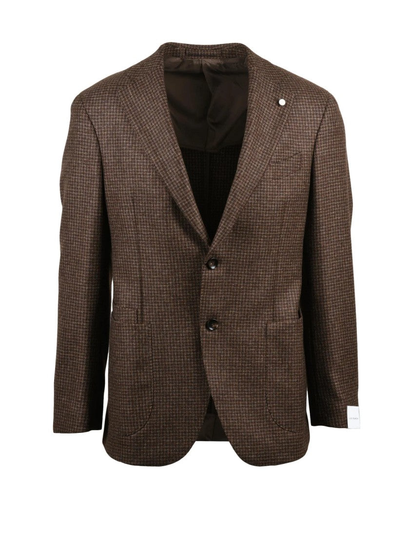 Luigi Bianchi Checkered Virgin Wool Jacket With Rounded Silhouette