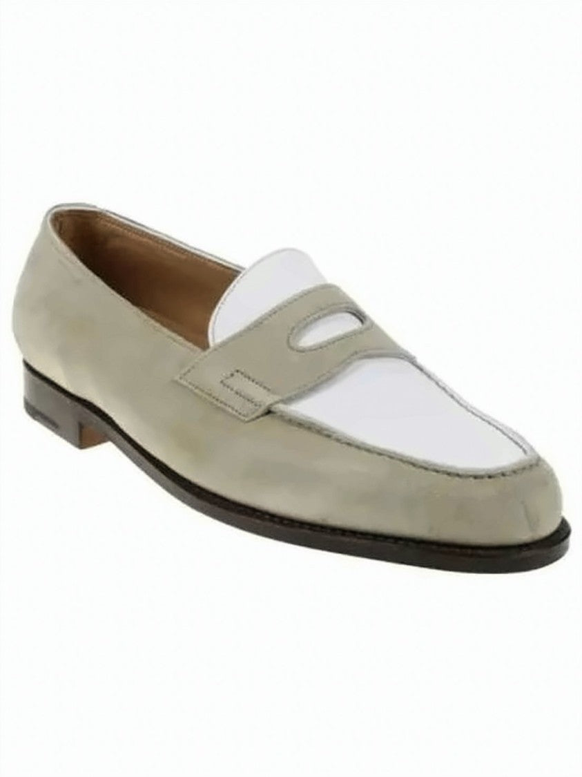 John Lobb Suede Loafers With Leather Panel