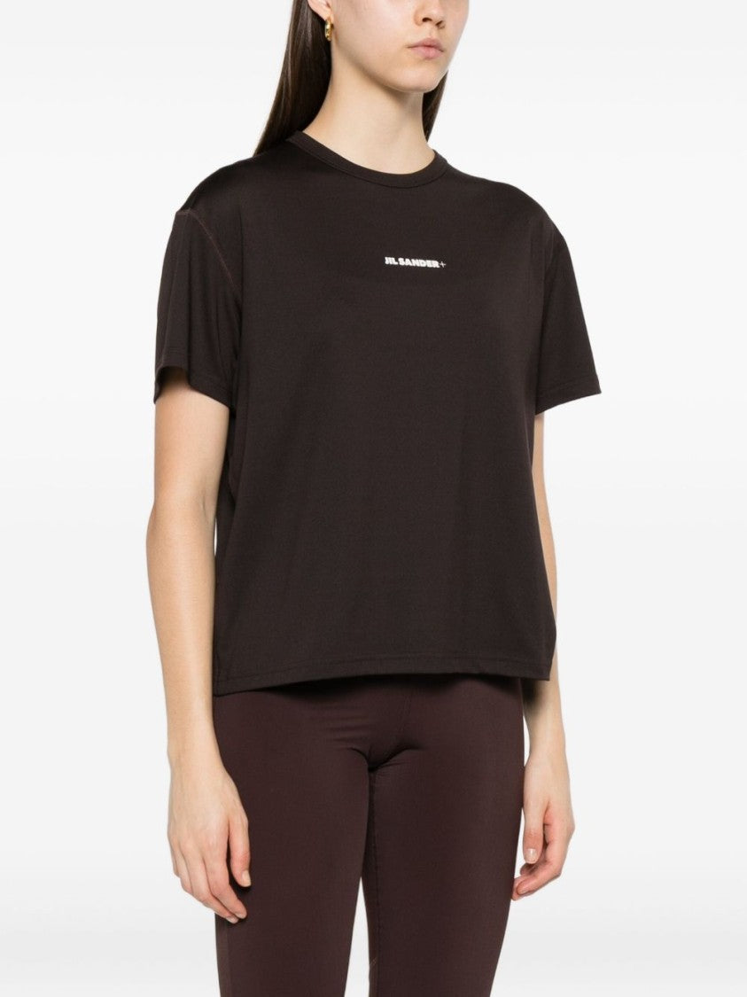 Jil Sander Boxy-Fit Brown T-Shirt With Centered Logo Print