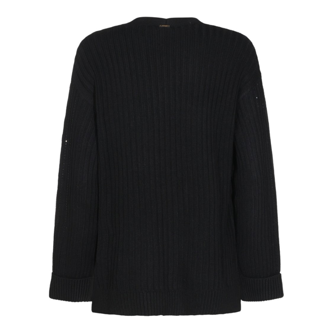 Twin-Set Black Deep V-Neck Button-Down Sweater