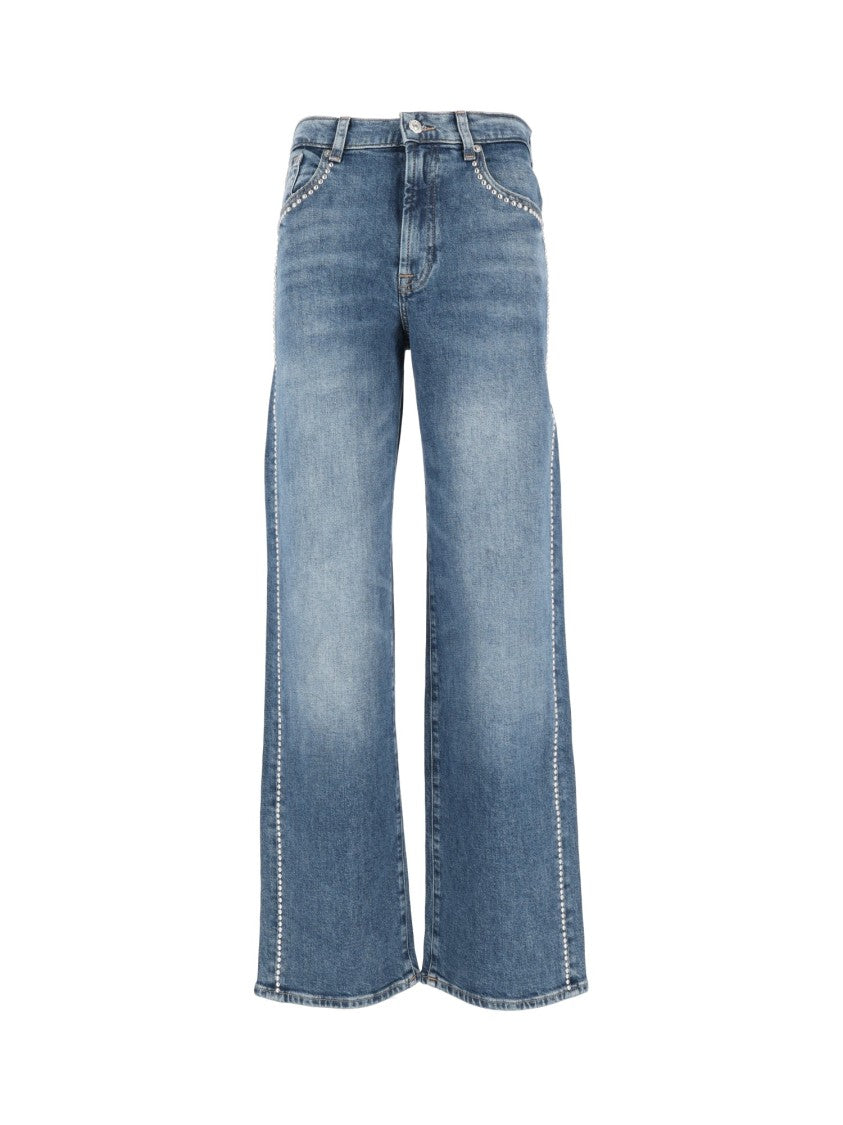 7 For All Mankind Stovepipe Straight Avenue Studded Jeans