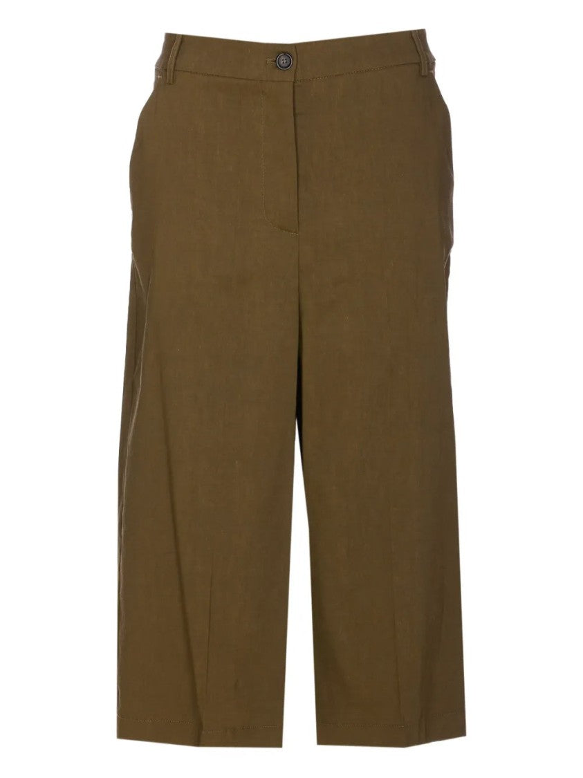 Pinko Relaxed Fit Brown Linen And Viscose Shorts
