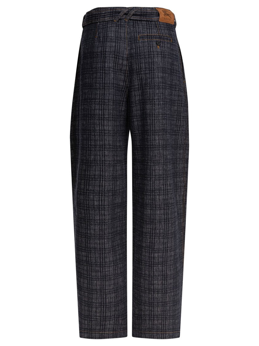 Burberry Dark Checkered Relaxed-Fit Blue Denim Jeans