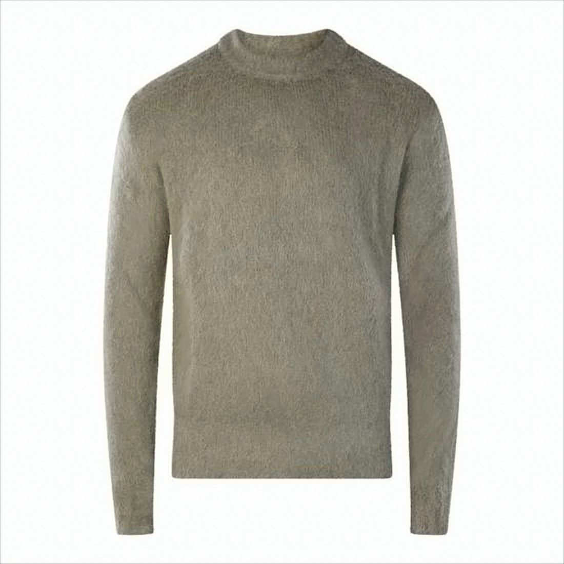 Ami Soft Fuzzy Knit Sweater With Classic Crew Neckline
